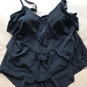 Black ruffle tankini top